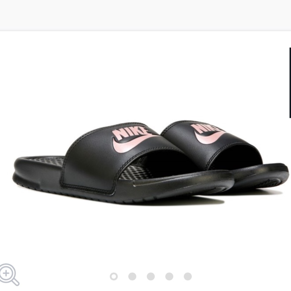 Nike Benassi Slides black and rose gold sandals